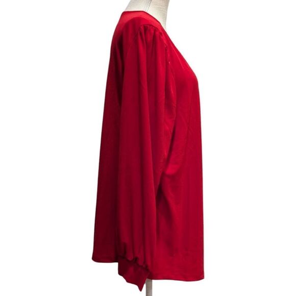 Universal Standard Women's M Crepe Jersey Gathered V-Neck Blouse Vermilion Red - Picture 7 of 12